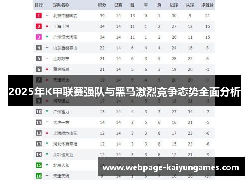2025年K甲联赛强队与黑马激烈竞争态势全面分析