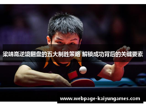 梁靖崑逆境翻盘的五大制胜策略 解锁成功背后的关键要素