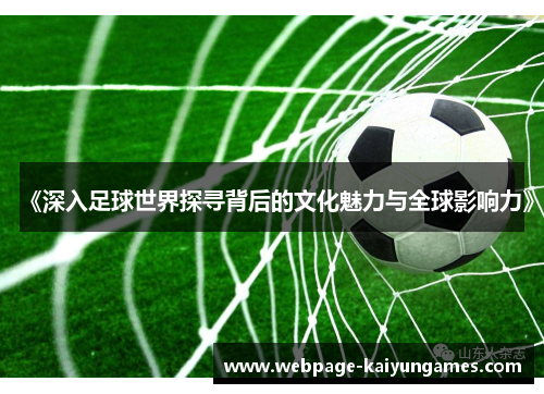 《深入足球世界探寻背后的文化魅力与全球影响力》